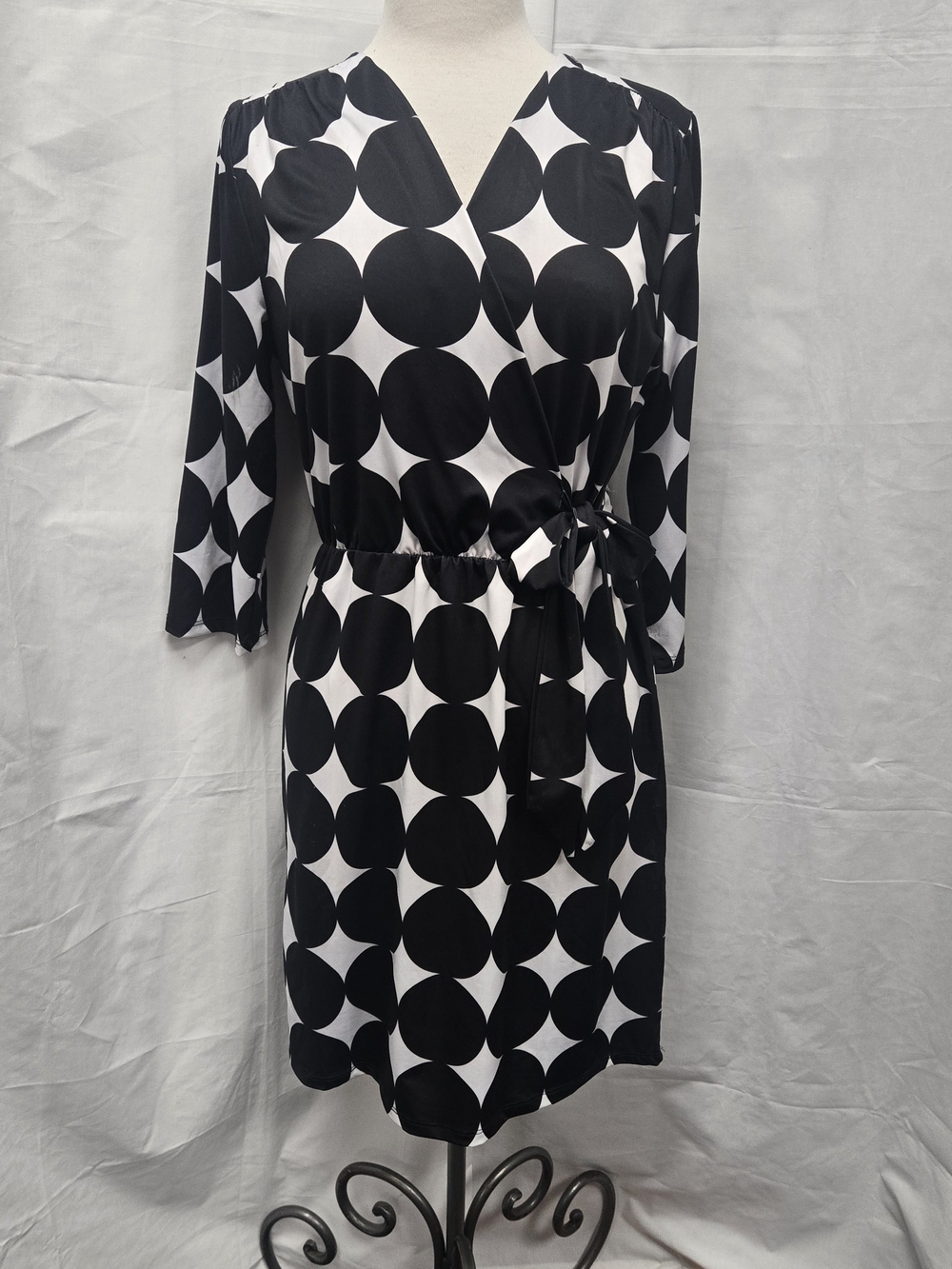 Blossom Boutique Black & White Polka Wrap Mini Dress